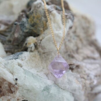 Rough Rock Fluorite Necklace　パープルフローライトの原石ネックレス　14KGFの画像