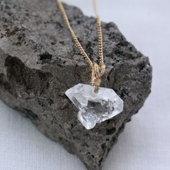 Herkimer Diamond Necklace　ハーキマーダイヤモンドの原石ネックレス　14KGFの画像