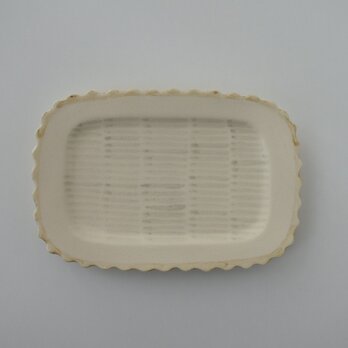 レクタングルフリル皿（茶ツヤあり）小の画像