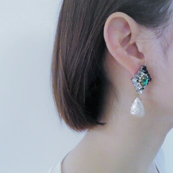 パールビジューピアス ミリアムハスケル vintage earrings Haskell <PE-mhpl2>