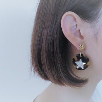 レオパード&スターピアス vintage pierced earrings leopard <PE-LPst>の画像