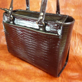 受注生産　濃い目ワイン色のレデイズトートバッグ