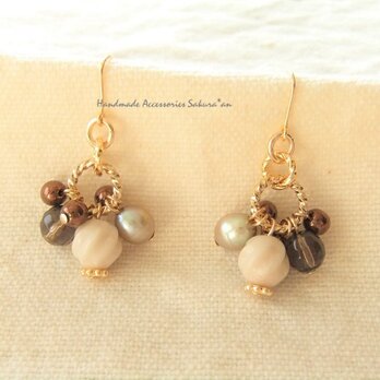 Pierces or Earrings  スモーキークォーツ　リバーストーン（P0785）の画像