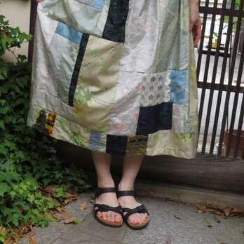 紬色々リメイクスカート☆夏の風景をイメージして♪77ｃｍ丈の画像