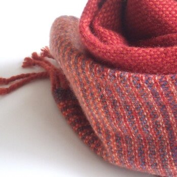 手織りカシミアマフラー・・赤レンガの画像