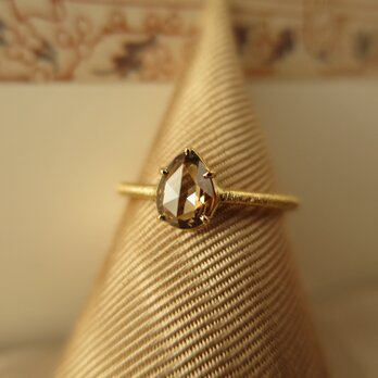 Ｋ18  Pear shape　Brown Diamond  Ringの画像