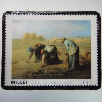 フランス　美術「ミレー」切手ブローチ3234の画像