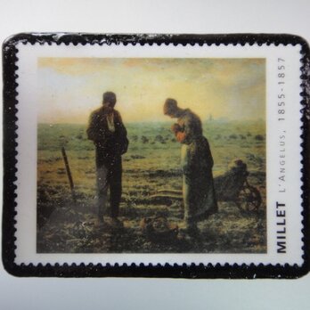 フランス　美術「ミレー」切手ブローチ3235の画像