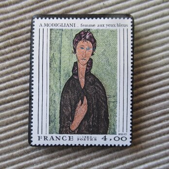 フランス　美術切手ブローチ3236の画像