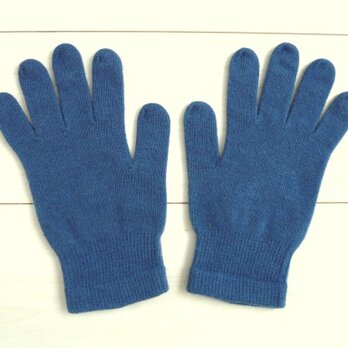 ◆天然灰汁発酵建て　本藍染◆　ウール＆シルクのあったか手袋の画像