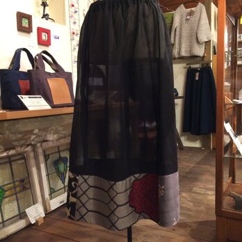 銘仙ペチコート44（黒）オーバースカート　アンダースカート　シースルー　透け感の画像