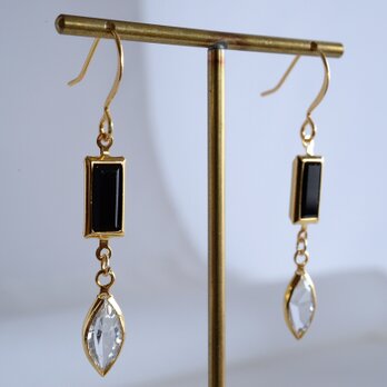 VINTAGE Glass frame pierce/earrings Monotoneの画像