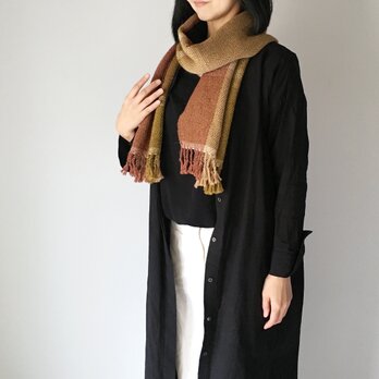 【ウール：秋冬】ユニセックス：3 way 手織りマフラー "Beige Mix 3"