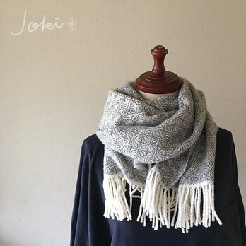[再販]手織りオーバーショットカシミヤマフラー　gray　の画像
