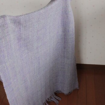 【手紡ぎ・手織り】ウール　ショール　薄紫　ラベンダー翡翠の画像
