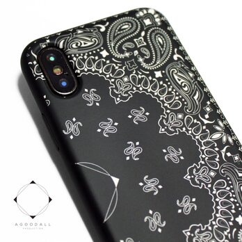 iphoneXケース/iphoneXsケース 軽量レザーケースiphoneXカバー（ペイズリー×ブラック）paisleyの画像