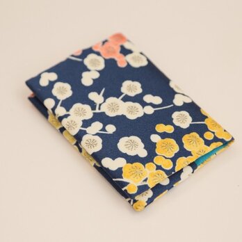 梅文×孔雀青色　きものカードケース【絹】