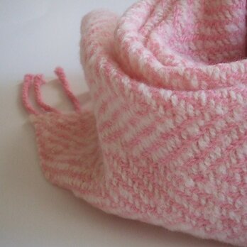 手織りウール＆シルクマフラー・・桜色の画像