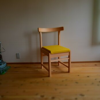 ヒノキの椅子　座面の帆布 薄キャメル色