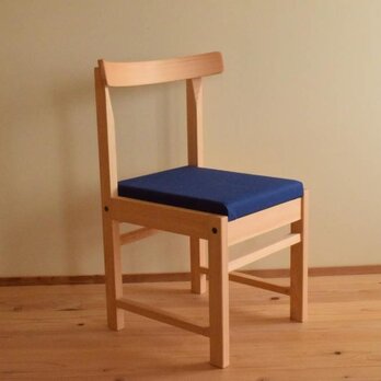 ヒノキの椅子　座面の帆布 花紺色