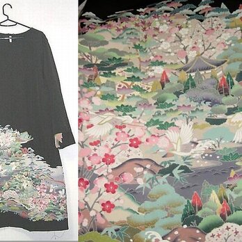SoldOutアンティークの春色留袖ワンピース♪ゆったりサイズの画像