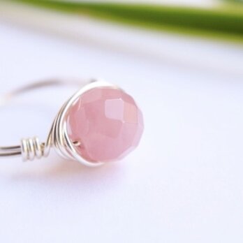 希少！ディープローズクォーツ　Wire　Ring　