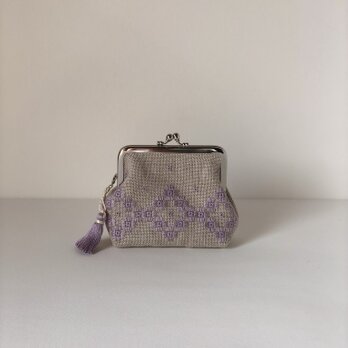 ハーダンガー刺繍（ムラサキ色）◇◇◇ 10センチがま口
