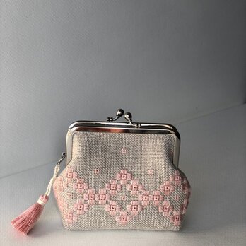 ハーダンガー刺繍（さくら色）◇◇◇ 10センチがま口