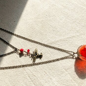 Botanical jewelry サン＝テグジュベリと紅い薔薇　２連ネックレスの画像