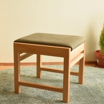 ヒノキのベンチ｜スツール　座面の帆布 薄カーキ色