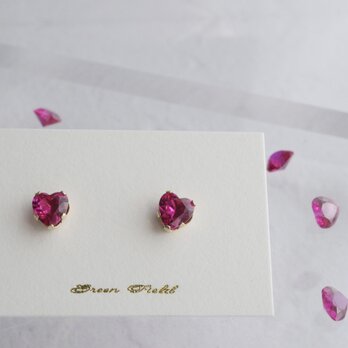 14kgf＊ハート型ルビーの一粒ピアス