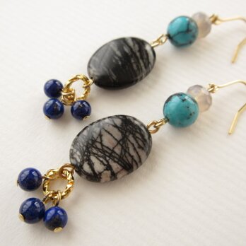 SALE　Pierces or Earrings  ゼブラジャスパー（P0789）の画像