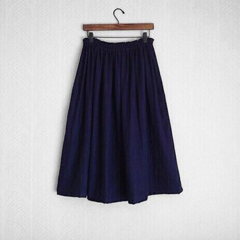 国産ダブルガーゼ(紺) ◇ ソフト加工◇ギャザースカートの画像