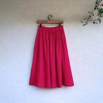 国産ダブルガーゼ(ラズベリー) ◇ソフト加工　ギャザースカート