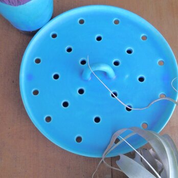 蒸し皿： Lターコイズブルーの画像