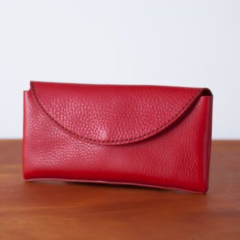 イタリア製牛革のコンパクトな長財布2  /   レッド※受注製作の画像