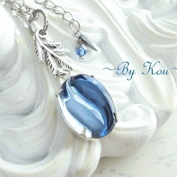 ～// Harmony Blue Glass //～vintage necklace.の画像