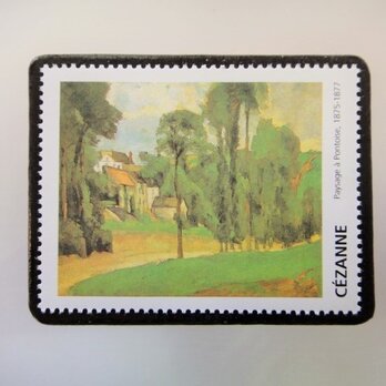 フランス　美術「セザンヌ」切手ブローチ3355の画像