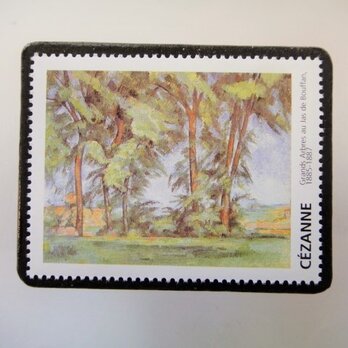 フランス　美術「セザンヌ」切手ブローチ3356の画像