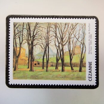 フランス　美術「セザンヌ」切手ブローチ3357の画像