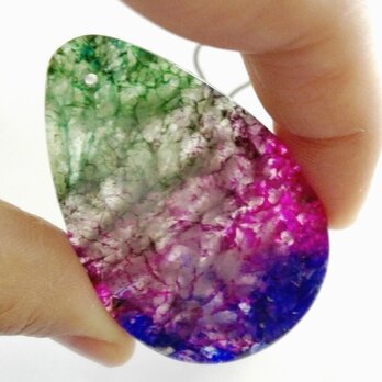 シックなカラフルカラー　Druzy Geode Agate 雫型ペンダントビーズ 54x36x9mm