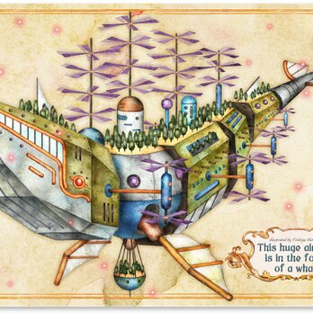 クジラ型飛行船・アートポスター（A3ノビ）の画像