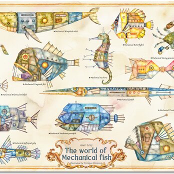 機械の魚・アートポスター（A３ノビ)の画像