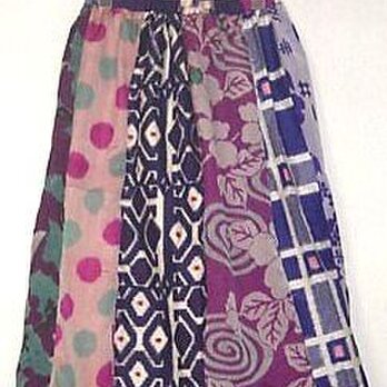 Sold Out着物リメイク♪銘仙色々バルーンスカート♪紫＆ピンク♪ハンドメイド春よ来いの画像