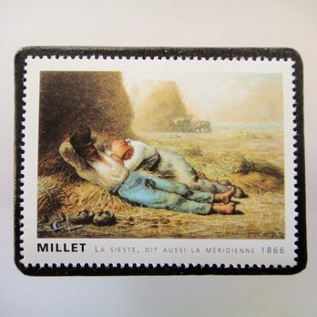 フランス　美術「ミレー」切手ブローチ3370の画像