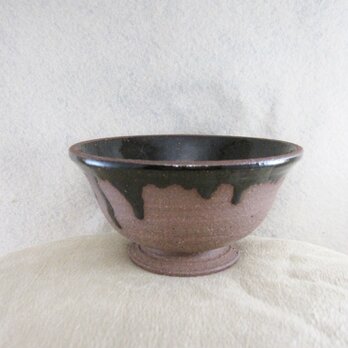 陶器ご飯茶碗（やや大）赤土＋黒天目の画像