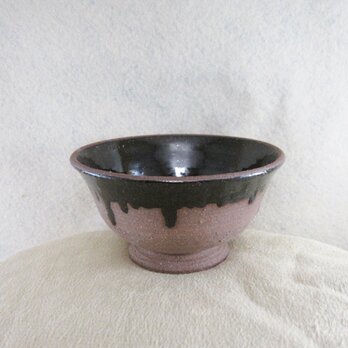 陶器ご飯茶碗（中）赤土＋黒天目の画像