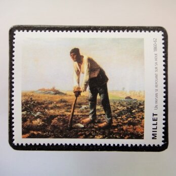 フランス　美術「ミレー」切手ブローチ3371の画像
