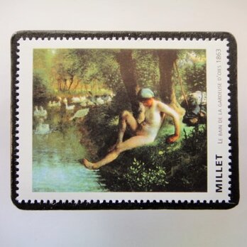 フランス　美術「ミレー」切手ブローチ3372の画像