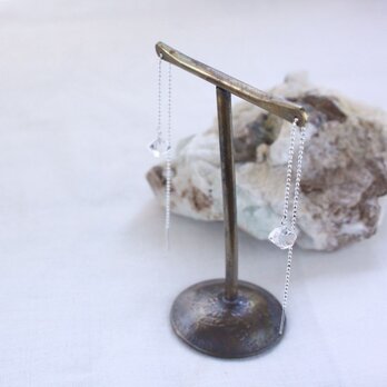 Herkimer Diamond long chain earrings　ハーキマーダイヤモンドのアメリカンピアスの画像